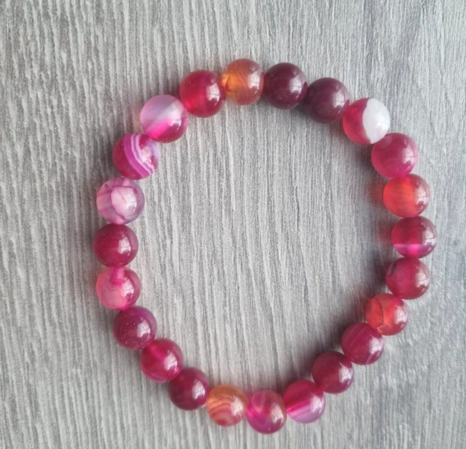 New Beaded Bracelet Real Rose Agate – Elastic Gemstone – photo 3